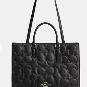 Coach Black Embossed Tote Bag